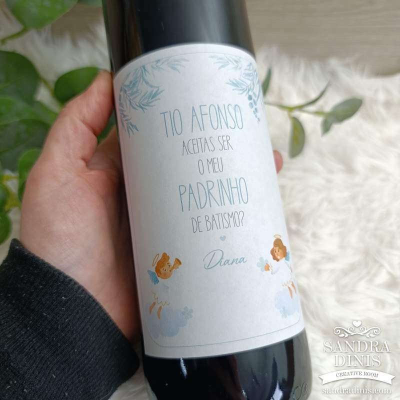 Rótulo convite Madrinha / Padrinho Batismo personalizado 